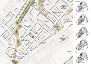 Städtebaulicher Lageplan und Entwicklungsstufen