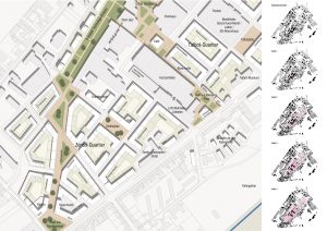 Städtebaulicher Lageplan des Vertiefungsbereiches und Darstellung der Realisierungsphasen