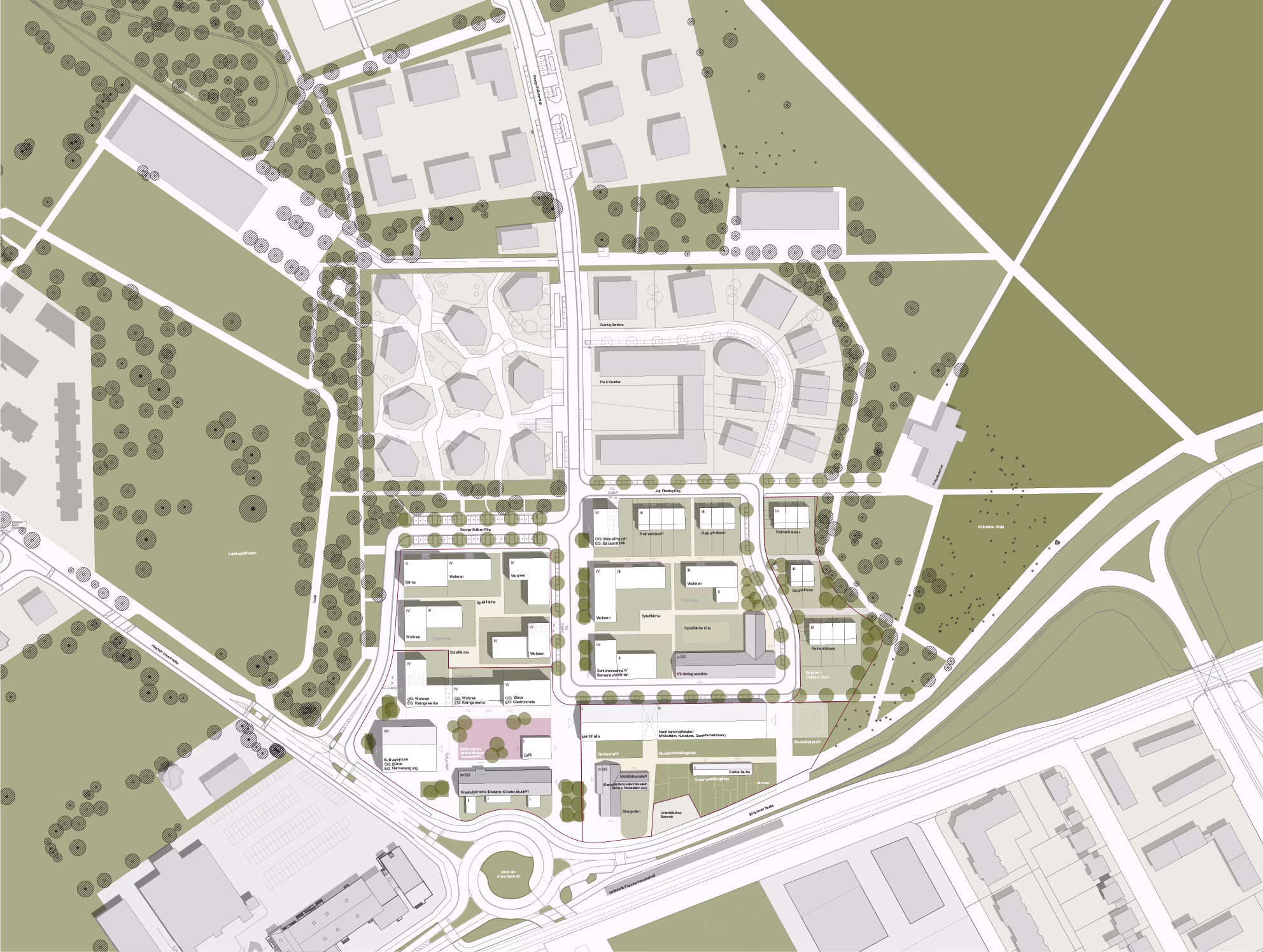Städtebaulicher Wettbewerb Mannheim Sullivan Süd - Lageplan 1:1000