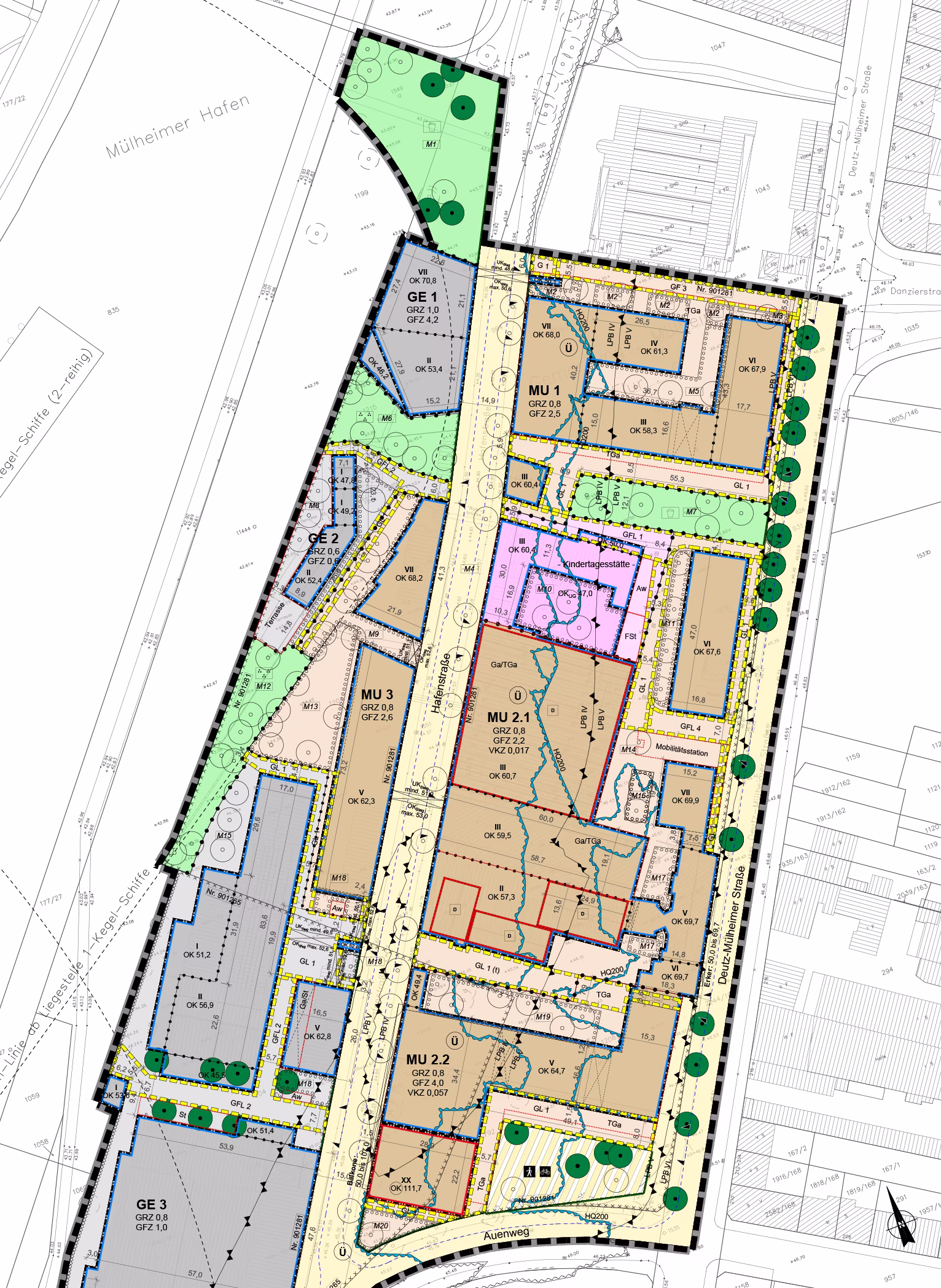 B-Plan-Zeichnung Lindgens-Areal in Köln-Mülheim