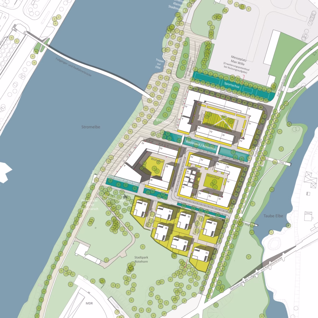 Städtebauliche-freiraumplanerischer Wettbewerb 'Magdeburg, Kleiner Stadtmarsch' - Lageplan