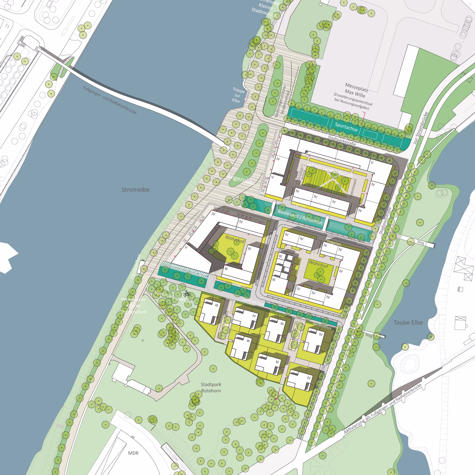 Städtebauliche-freiraumplanerischer Wettbewerb 'Magdeburg, Kleiner Stadtmarsch' - Lageplan
