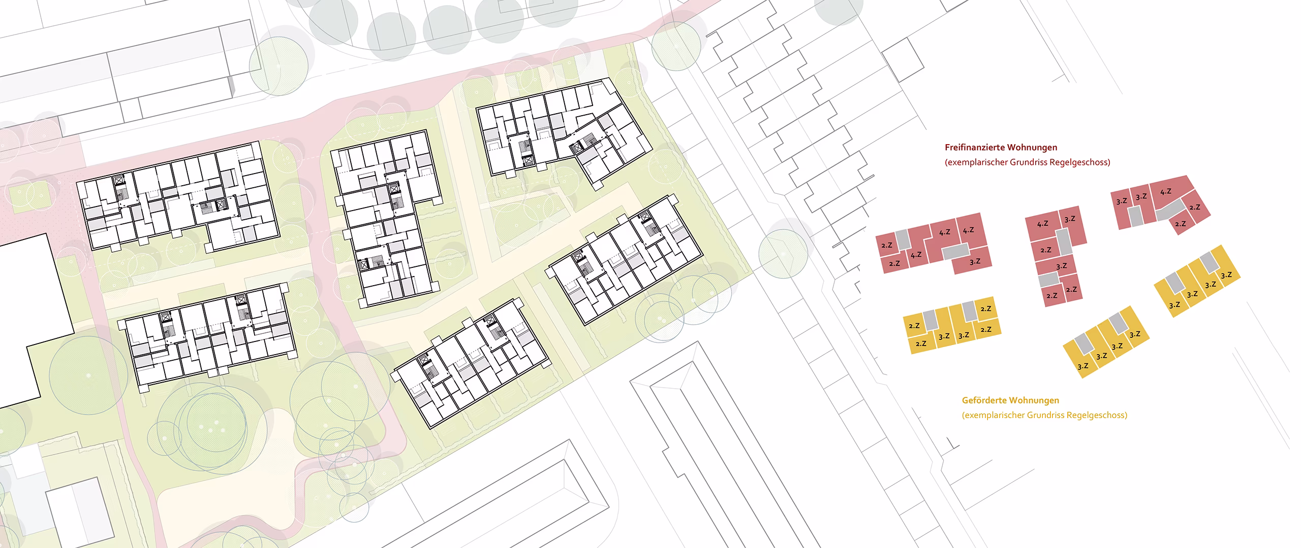 Neues Quartier Gartenstraße Bonn-Beuel: Schemagrundrisse Regelgeschoss