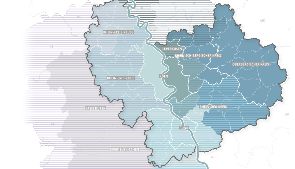 Die Kooperationsräume des Agglomerationsprogramms Köln/Bonn