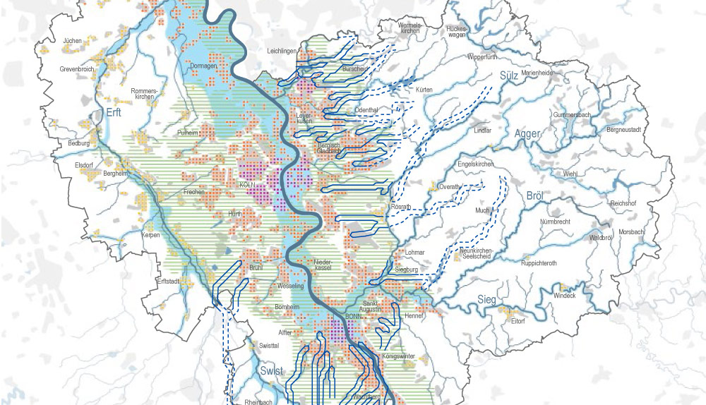 Räumliche Schwerpunkte Programmlinie 3 des Agglomerationsprogramms Köln/Bonn