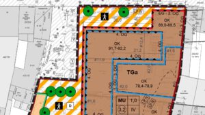 B-Plan-Zeichnung Wohn- und Geschäftshaus Kreissparkasse in Frechen
