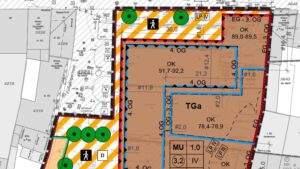 B-Plan-Zeichnung Wohn- und Geschäftshaus Kreissparkasse in Frechen