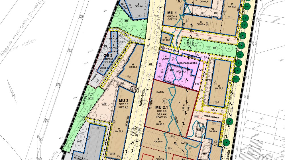B-Plan-Zeichnung Lindgens-Areal in Köln-Mülheim
