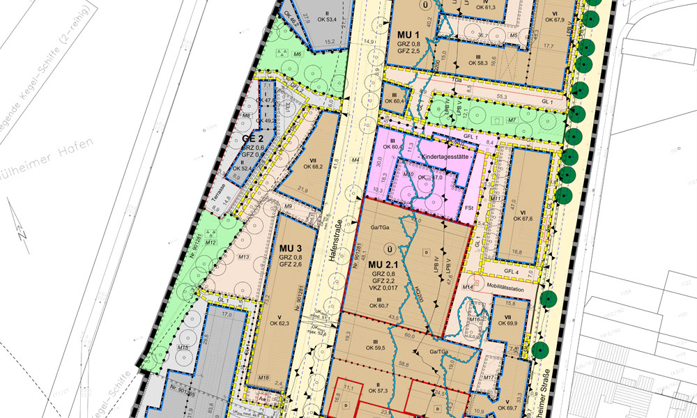 B-Plan-Zeichnung Lindgens-Areal in Köln-Mülheim (Offenlagestand)