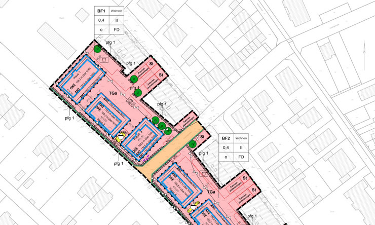 B-Plan-Zeichnung Rheinbach Dreeser Weg - Aachener Straße (Offenlagestand)